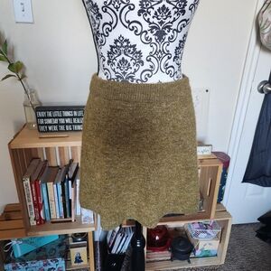 Mango Mustard Knit Mini Skirt